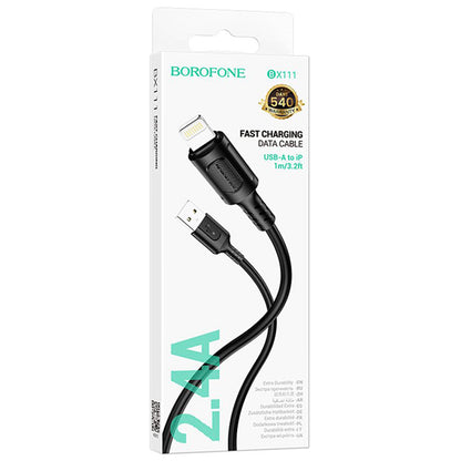 Dátový a nabíjací kábel USB-A - Lightning Borofone BX111 Feliz, 18W, 1m, čierny