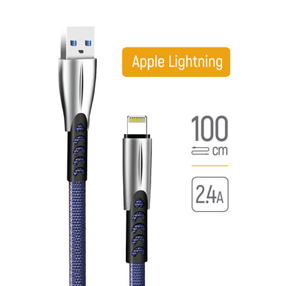 Dátový a nabíjací kábel USB-A - Lightning ColorWay CW-CBUL010, 18W, 1m, Modrý