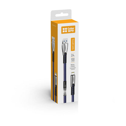 Dátový a nabíjací kábel USB-A - Lightning ColorWay CW-CBUL010, 18W, 1m, Modrý