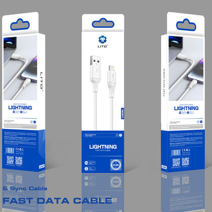 Dátový a nabíjací kábel USB-A - Lightning Lito LD06L, 18W, 1m, Biela