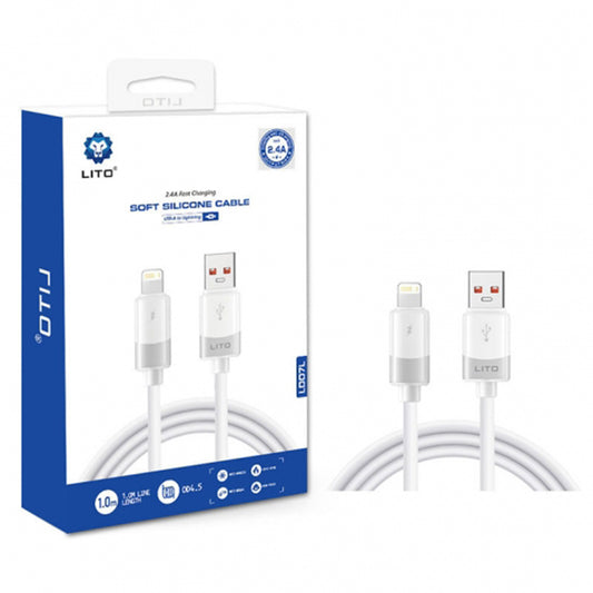 Dátový a nabíjací kábel USB-A - Lightning Lito LD07, 60W, 1m, Biela
