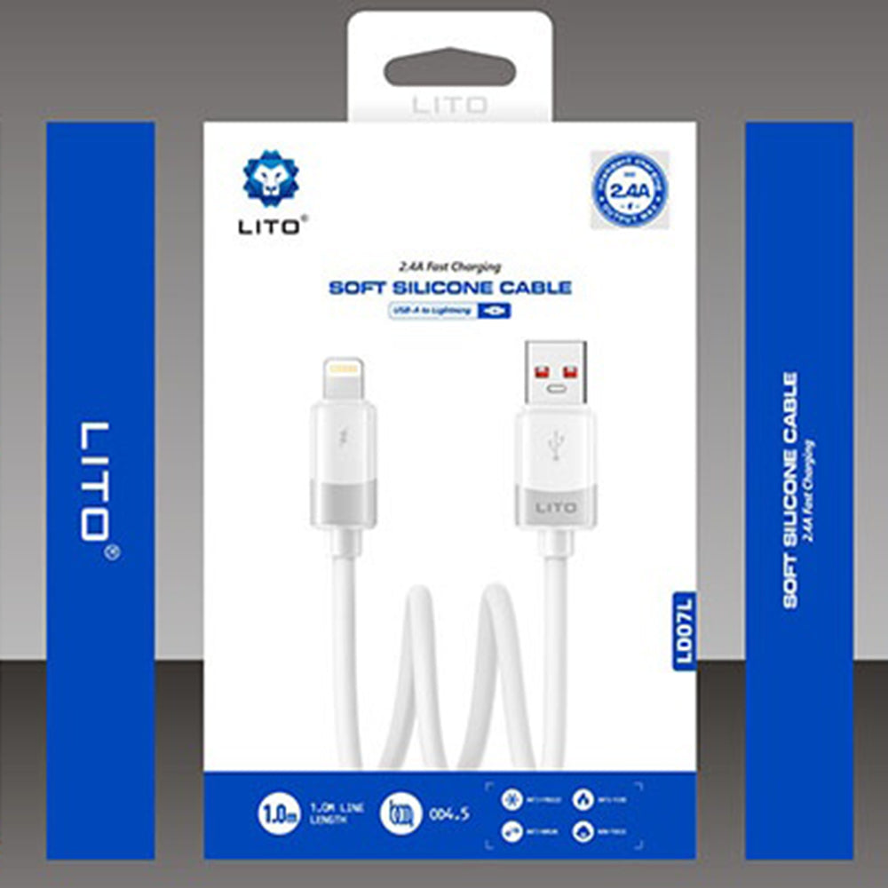 Dátový a nabíjací kábel USB-A - Lightning Lito LD07, 60W, 1m, Biela