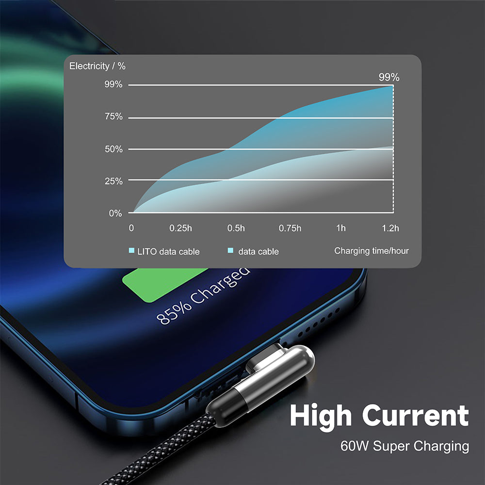 USB-A to Lightning Data and Charging Cable Lito LD13L, 18W, 1m, Black