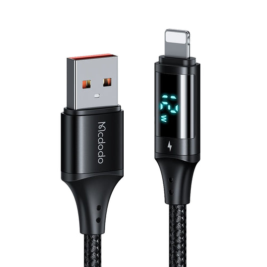 Dátový a nabíjací kábel USB-A - Lightning McDodo CA-1060 Display, 12W, 1.2m, čierny