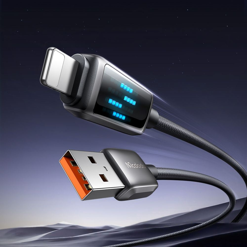 Dátový a nabíjací kábel USB-A - Lightning McDodo CA-5250 Display, 18W, 1.2m, čierny