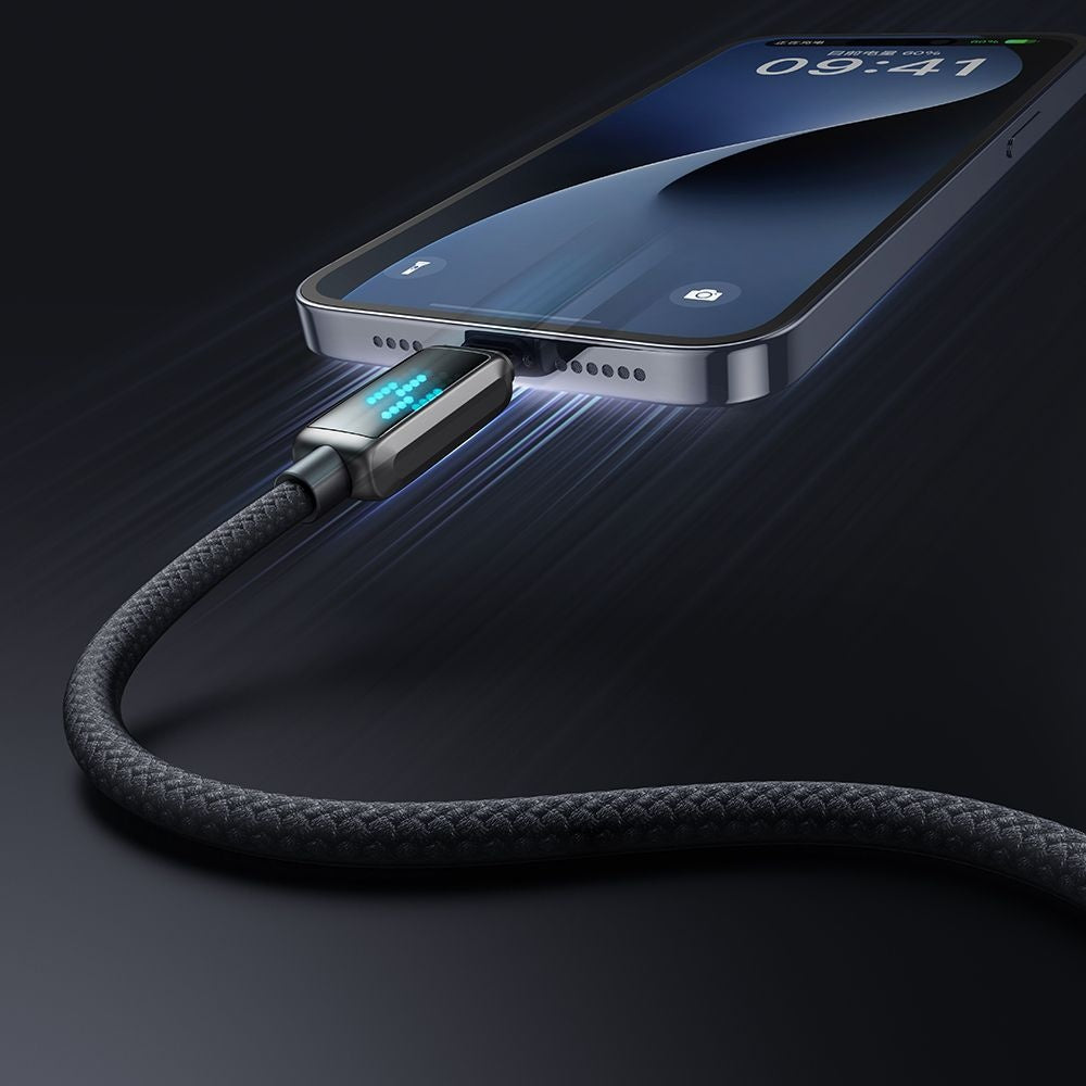 Dátový a nabíjací kábel USB-A - Lightning McDodo CA-5250 Display, 18W, 1.2m, čierny
