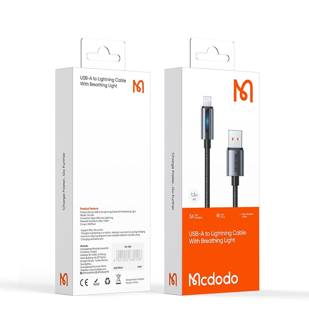 Dátový a nabíjací kábel USB-A - Lightning McDodo CA-5660, 18W, 1.2m, čierny