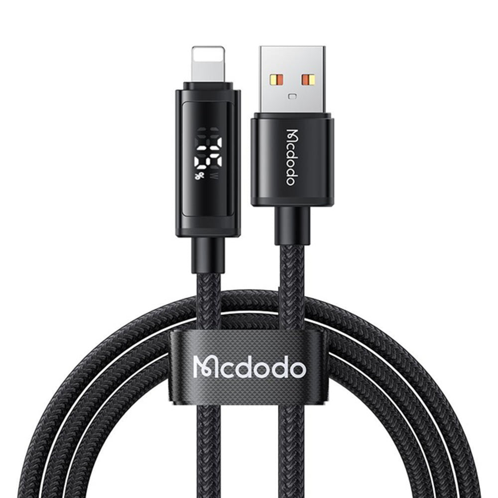 Dátový a nabíjací kábel USB-A - Lightning McDodo CA-7970 Display, 18W, 1.2m, čierny