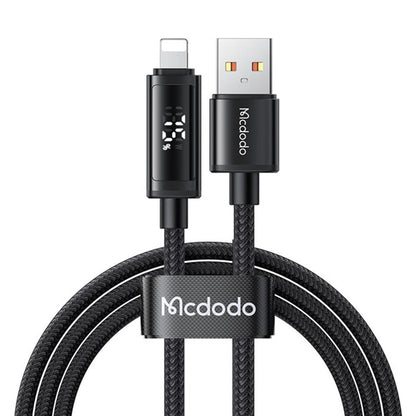 Dátový a nabíjací kábel USB-A - Lightning McDodo CA-7970 Display, 18W, 1.2m, čierny