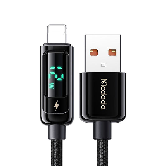 Dátový a nabíjací kábel USB-A - Lightning McDodo CA-9940 Display, 12W, 1.2m, čierny