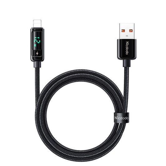 Dátový a nabíjací kábel USB-A - Lightning McDodo CA-9940 Display, 12W, 1.2m, čierny