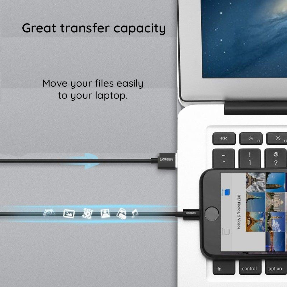 Dátový a nabíjací kábel USB-A - Lightning UGREEN 80823, 18W, 2m, čierny