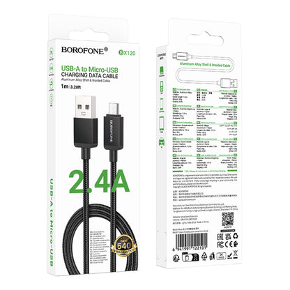 Dátový a nabíjací kábel USB-A - microUSB Borofone BX120 Placer, 18W, 1m, čierny