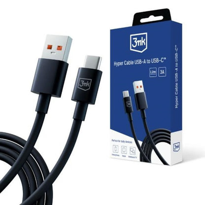 Dátový a nabíjací kábel USB-A - USB-C 3MK Hyper, 18W, 1.2m, čierny