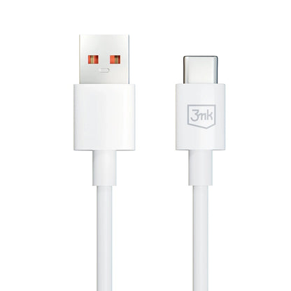 USB-A to USB-C Data and Charging Cable 3MK Hyper, 60W, 1.2m, White