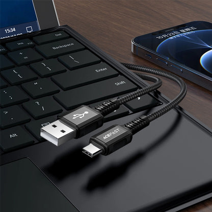 USB-A to USB-C Data and Charging Cable Acefast C1-04, 18W, 1.2m, Black