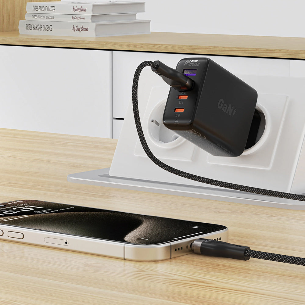 USB-A to USB-C Data and Charging Cable Acefast C11-04, 18W, 1.2m, Black