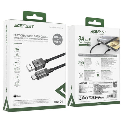 Dátový a nabíjací kábel USB-A - USB-C Acefast C12-04, 18W, 1,2 m, čierny