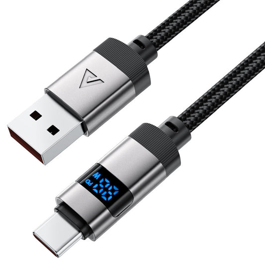 Dátový a nabíjací kábel USB-A - USB-C Acefast C15-04 Display, 66W, 1.2m, čierny