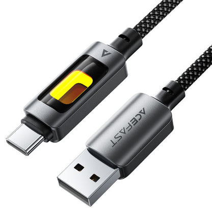 USB-A to USB-C Data and Charging Cable Acefast C21-04, 18W, 1.2m, Black