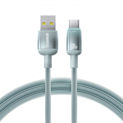 Dátový a nabíjací kábel USB-A - USB-C Baseus Discolor, 100W, 1m, Modro Zelený E0420801