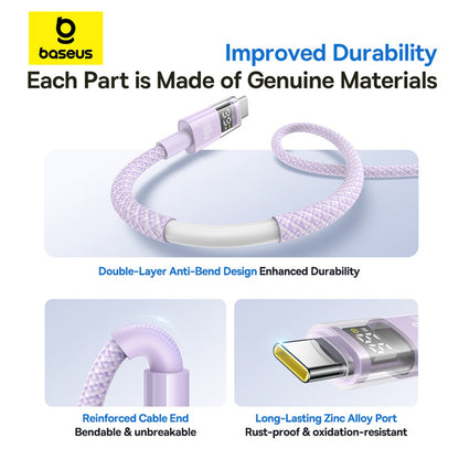 Dátový a nabíjací kábel USB-A - USB-C Baseus Display 2, 100W, 1m, Fialový P10382701511-00