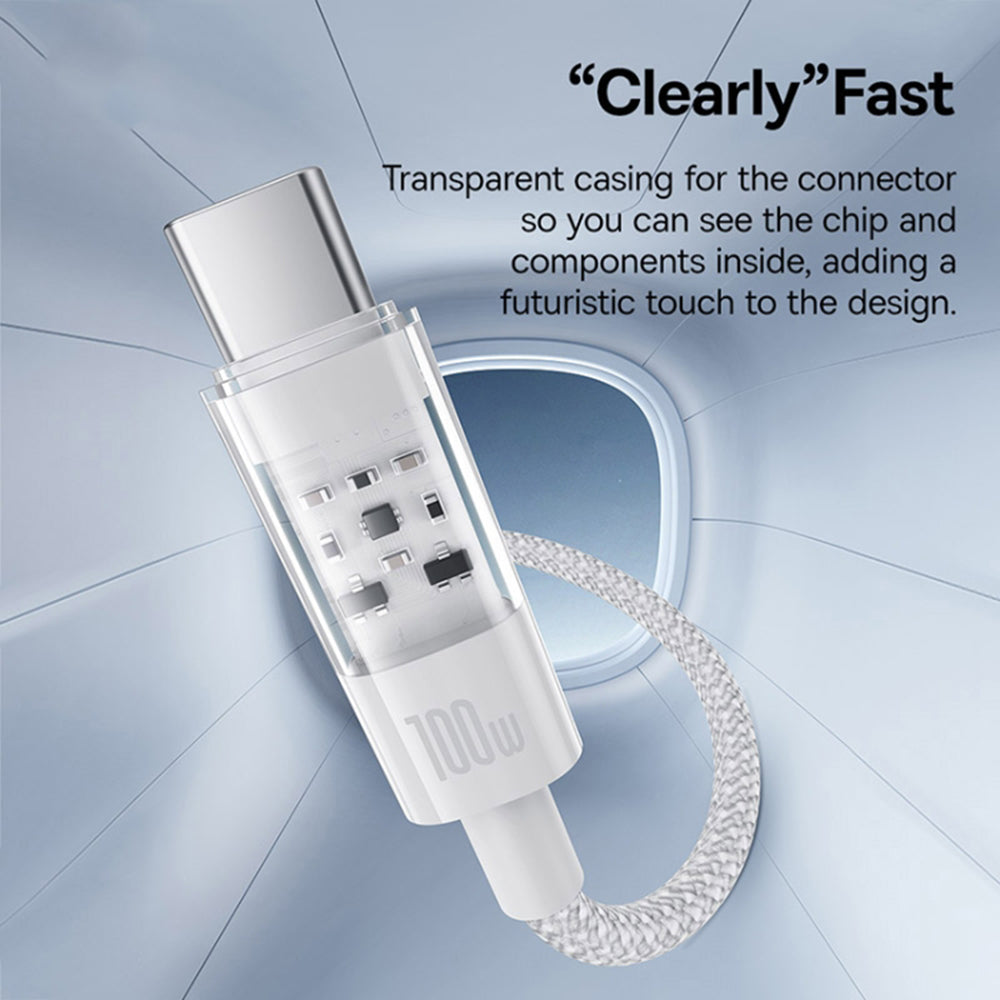 Dátový a nabíjací kábel USB-A - USB-C Baseus Gem, 100W, 1m, Biela P10373002211-00