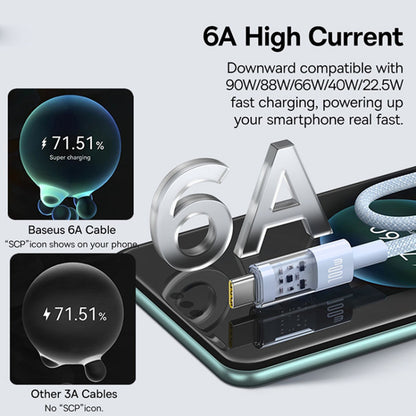 Dátový a nabíjací kábel USB-A - USB-C Baseus Gem, 100W, 1m, Modrý P10373002311-00