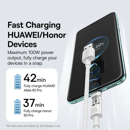 Dátový a nabíjací kábel USB-A - USB-C Baseus Gem, 100W, 2m, Biela P10373002211-01