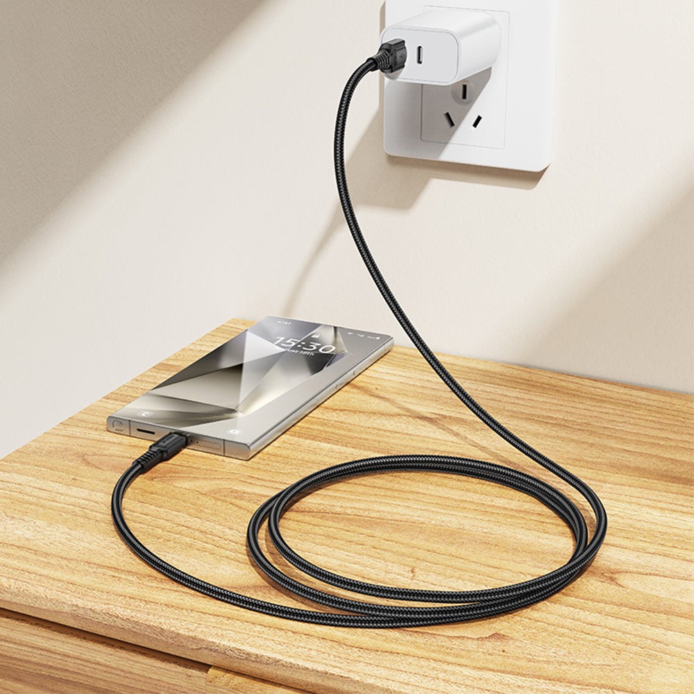 Dátový a nabíjací kábel USB-A - USB-C Borofone BX116 Certain, 18W, 1m, čierny