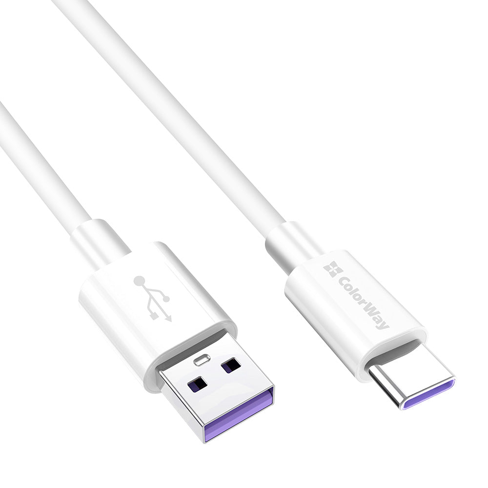 Dátový a nabíjací kábel USB-A - USB-C ColorWay CW-CBUC019, 18W, 1m, Biela