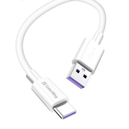 Dátový a nabíjací kábel USB-A - USB-C ColorWay CW-CBUC019, 18W, 1m, Biela