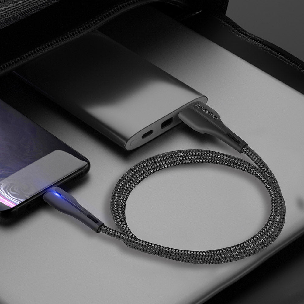 Dátový a nabíjací kábel USB-A - USB-C ColorWay CW-CBUC034, 18W, 1m, Čierny