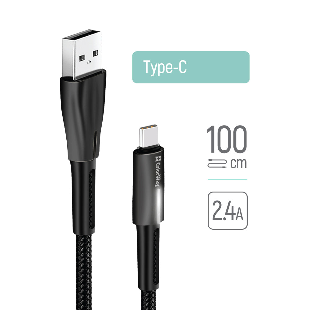 Dátový a nabíjací kábel USB-A - USB-C ColorWay CW-CBUC035, 18W, 1m, čierny