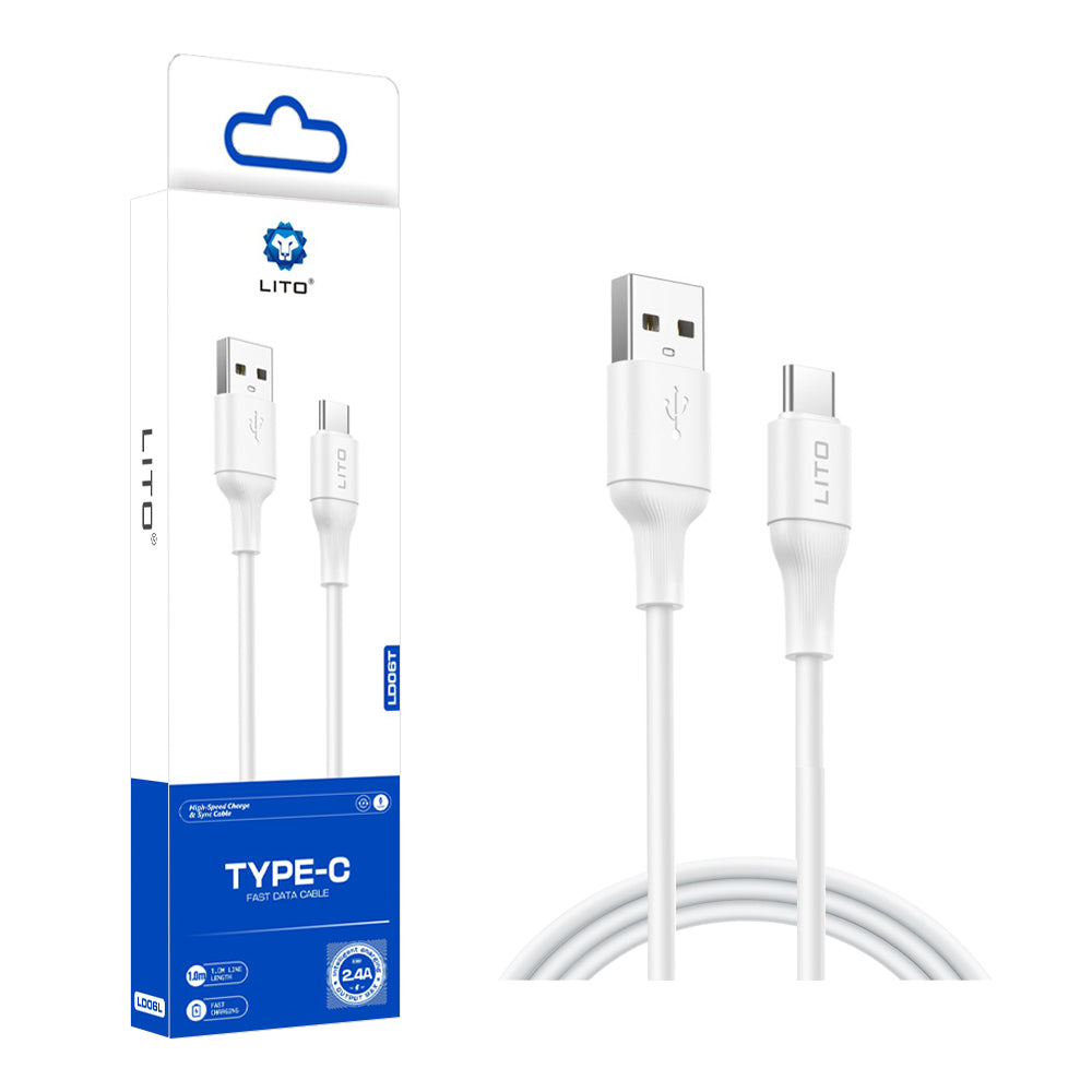 Dátový a nabíjací kábel USB-A - USB-C Lito LD06T, 18W, 1m, Biela