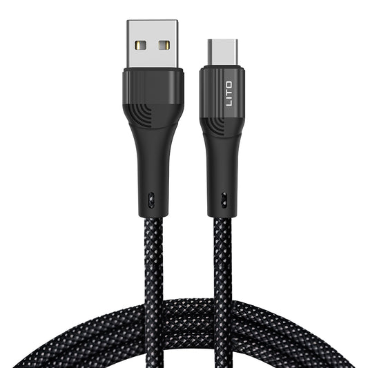 USB-A to USB-C Data and Charging Cable Lito LD14, 60W, 1m, Black