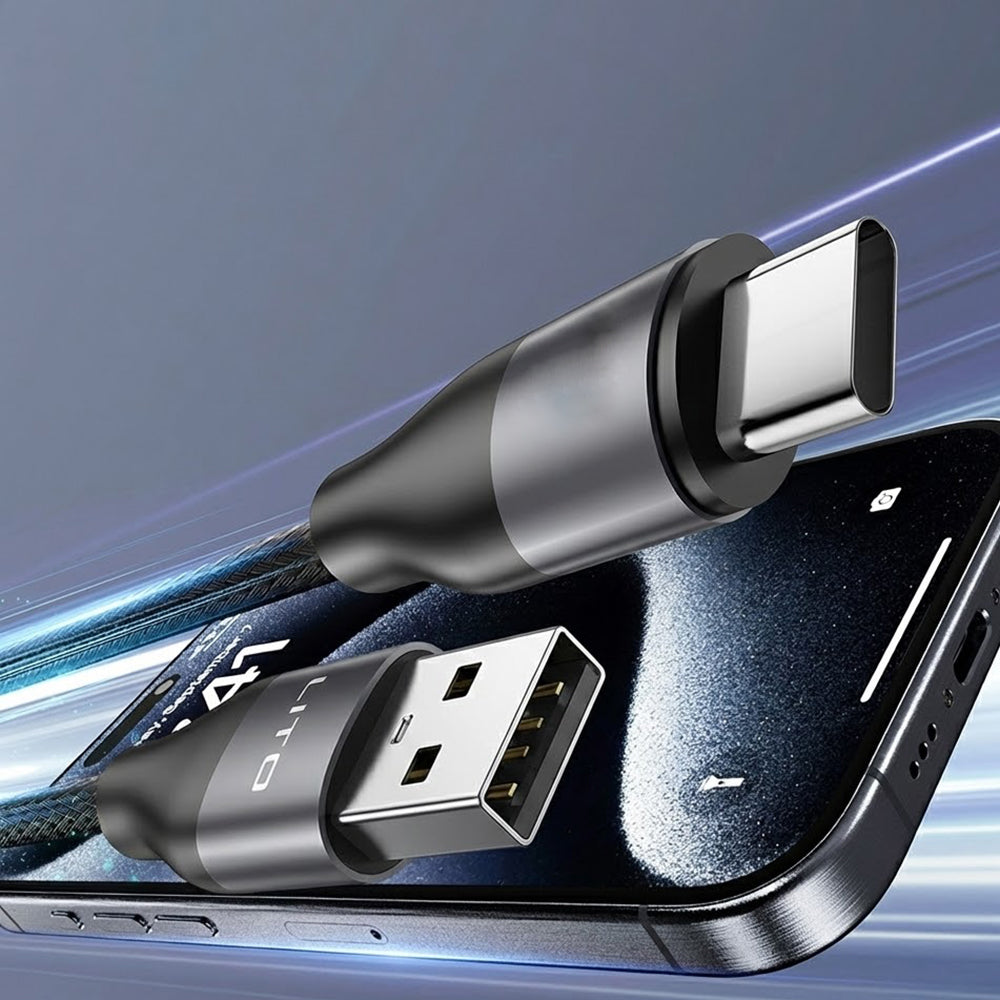 Dátový a nabíjací kábel USB-A - USB-C Lito LD23T, 18W, 1m, Sivý