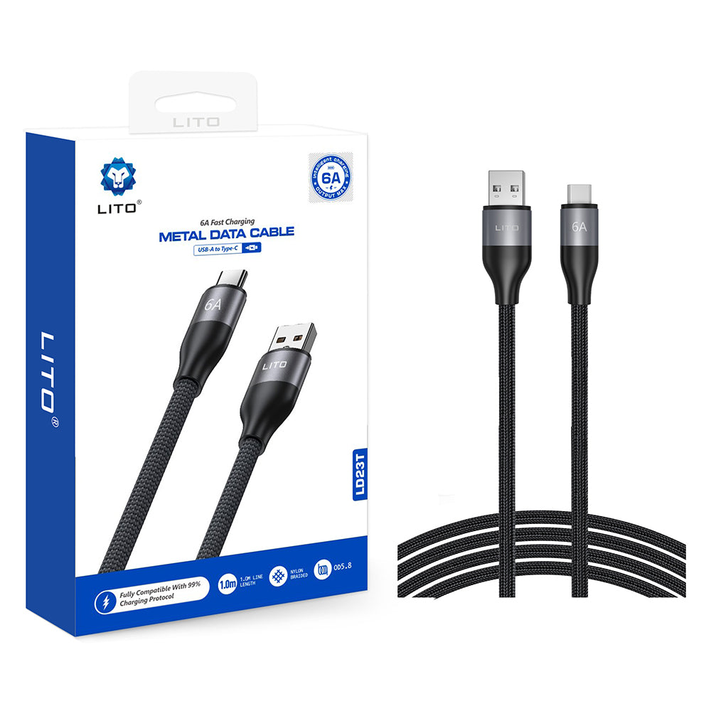 Dátový a nabíjací kábel USB-A - USB-C Lito LD23T, 18W, 1m, Sivý