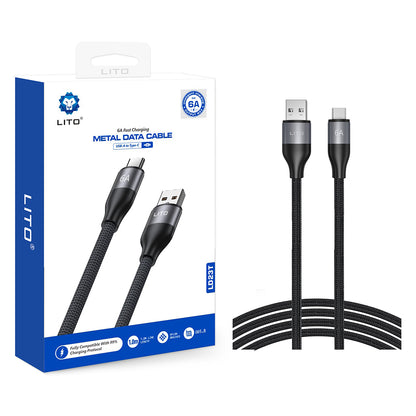 Dátový a nabíjací kábel USB-A - USB-C Lito LD23T, 18W, 1m, Sivý