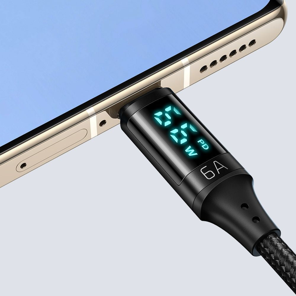 Dátový a nabíjací kábel USB-A - USB-C McDodo CA-1080 Display, 66W, 1.2m, čierny