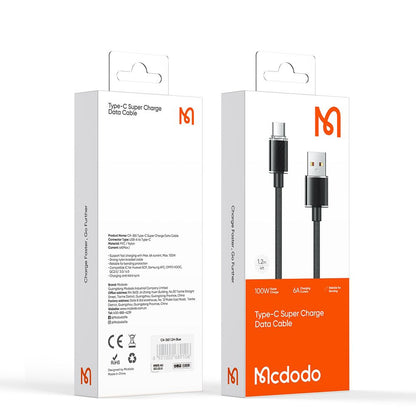 Dátový a nabíjací kábel USB-A - USB-C McDodo CA-3650, 100W, 1.2m, čierny