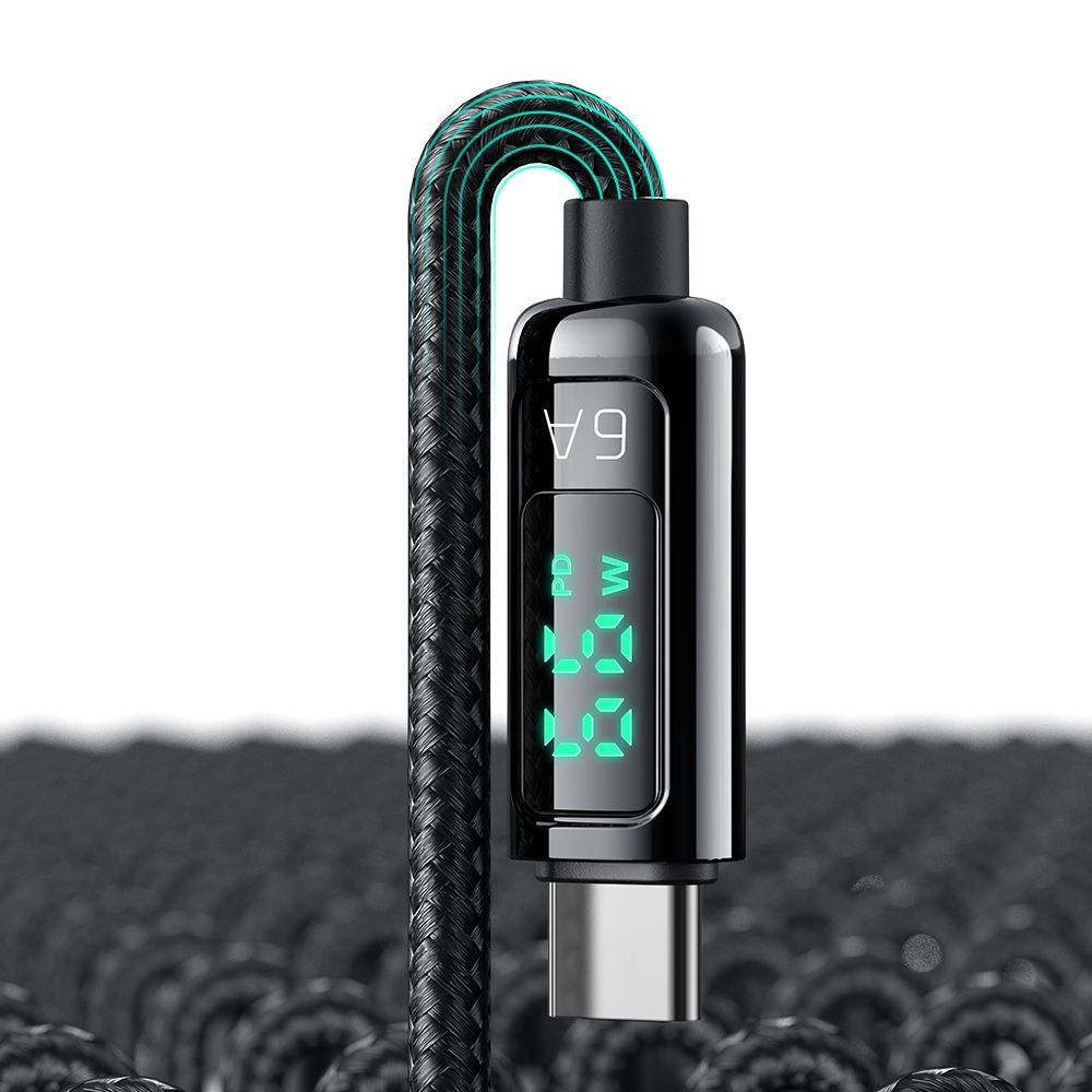 Dátový a nabíjací kábel USB-A - USB-C McDodo CA-8690 Display, 66W, 1.2m, čierny