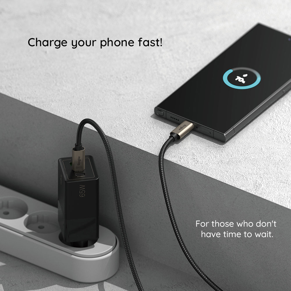 Dátový a nabíjací kábel USB-A - USB-C Ringke, 60W, 2m, čierny