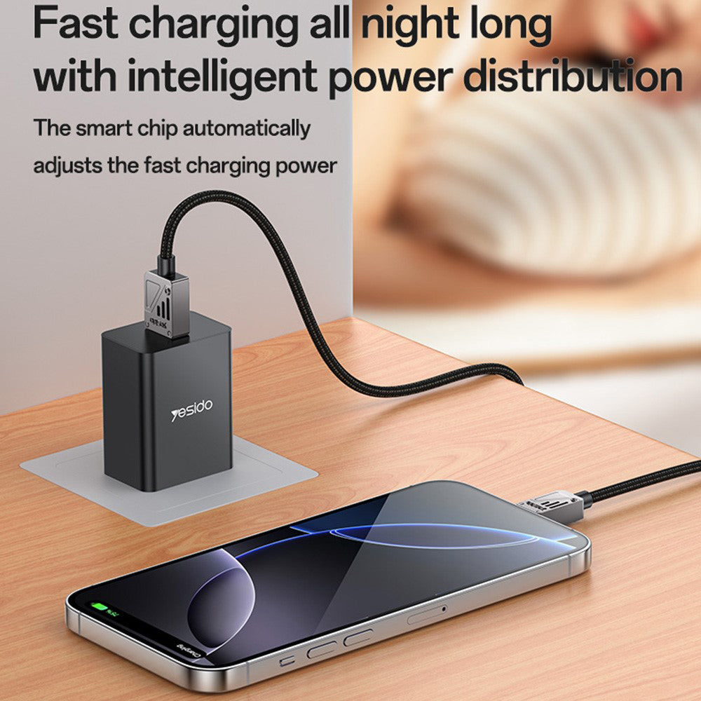 Dátový a nabíjací kábel USB-A - USB-C Yesido CA135C, 18W, 1.2m, Čierny