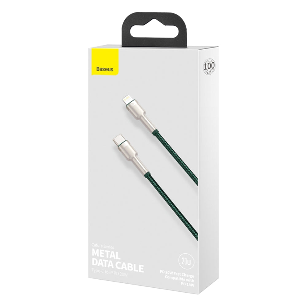USB-C to Lightning Baseus Cafule Metal Data and Charging Cable, 20W, 1m, Green CATLJK-A06