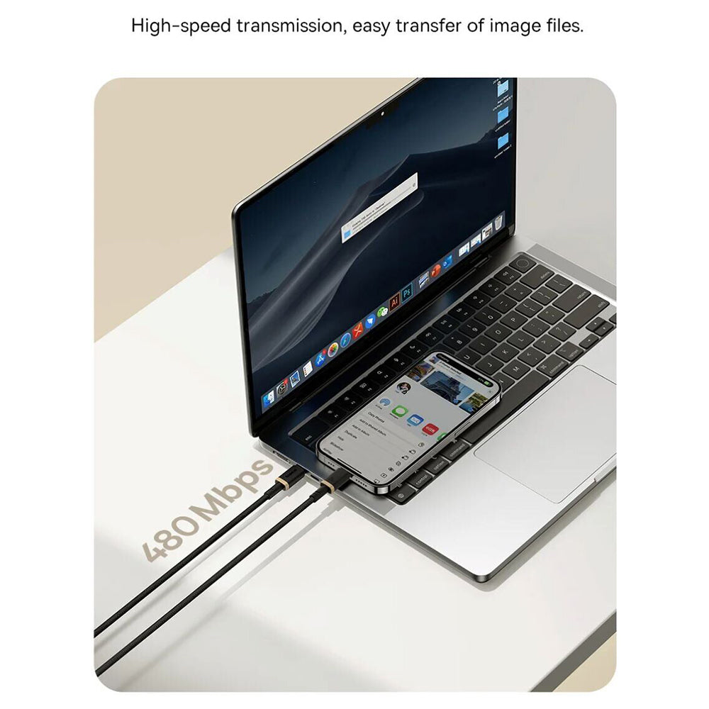 USB-C to Lightning Data and Charging Cable Baseus Dura Series, 20W, 2m, Black Gold P10377800U01-02