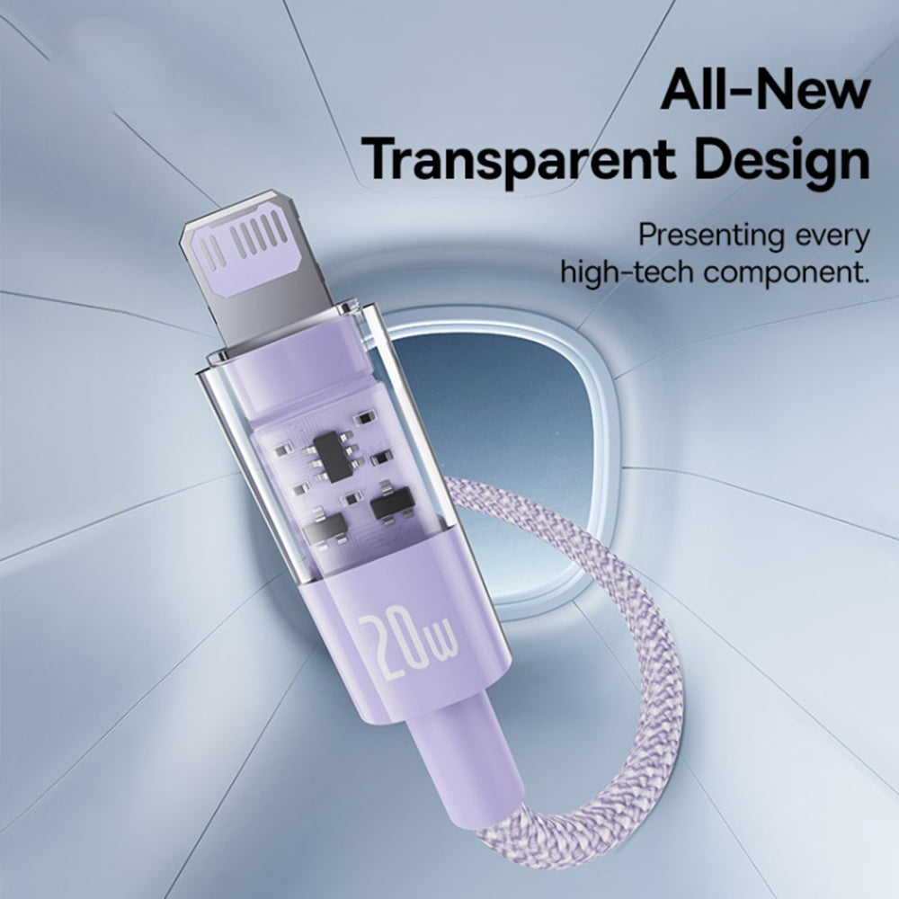 Dátový a nabíjací kábel USB-C - Lightning Baseus Gem, 20W, 1m, Fialový P10373001511-00
