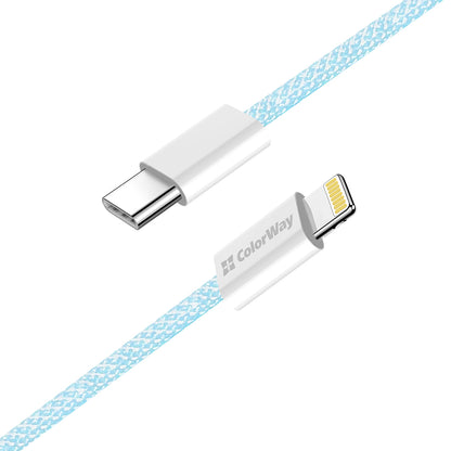 Dátový a nabíjací kábel USB-C - Lightning ColorWay CW-CBPDCL061, 27W, 1m, Modrý