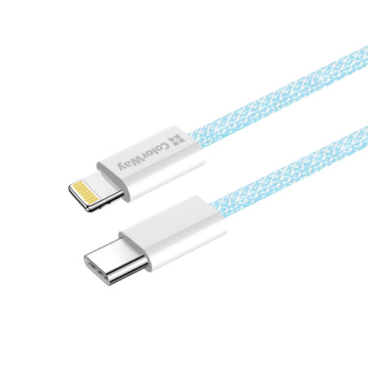 Dátový a nabíjací kábel USB-C - Lightning ColorWay CW-CBPDCL061, 27W, 1m, Modrý