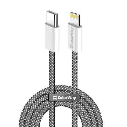 Dátový a nabíjací kábel USB-C - Lightning ColorWay CW-CBPDCL061, 27W, 1m, čierny